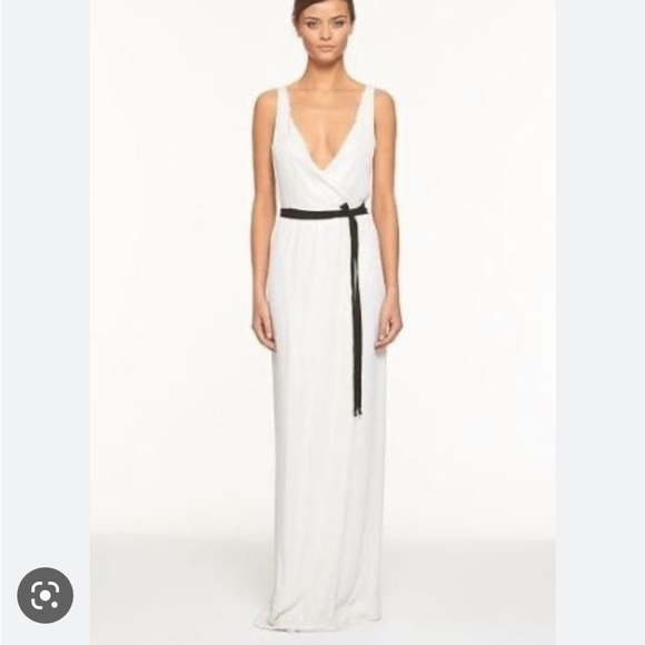 Diane Von Furstenberg DVF Silver Sequin Embellished Sleeveless Yahzi Wrap Gown 2 - Picture 2 of 8